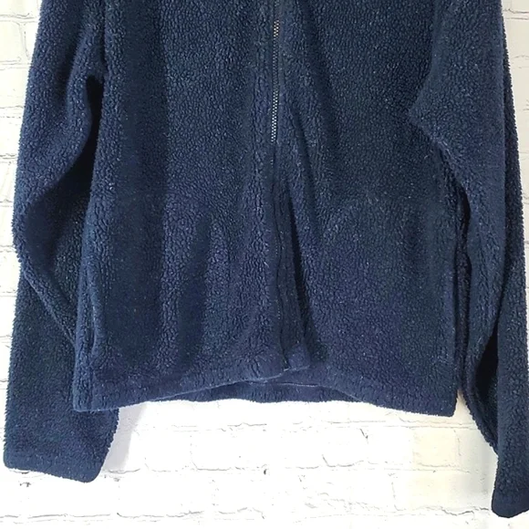 Vintage 90s Field & Stream Outdoor Sherpa Fleece Blue Tan Womens Jacket Size Med - Picture 6 of 17